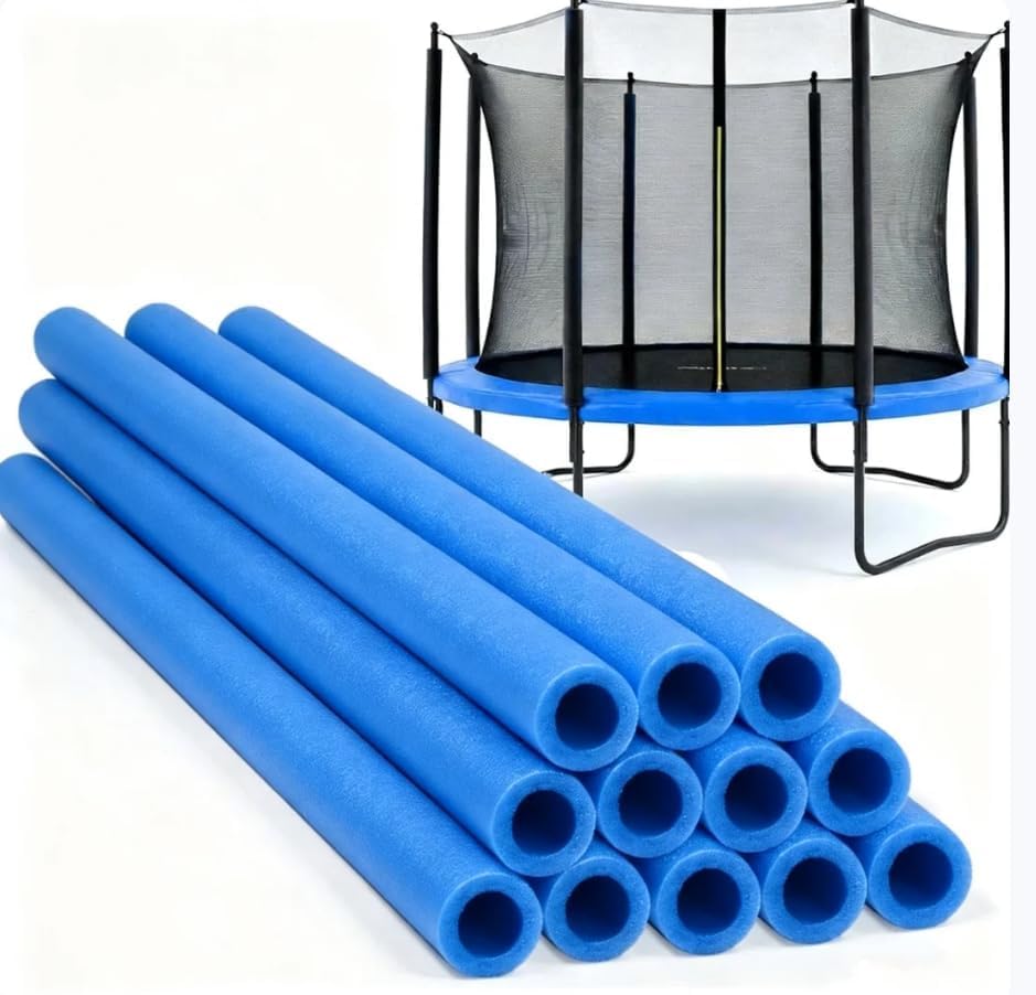 12Pcs Trampoline Pole Foam Sleeves - 88cm Waterproof Round Tube Protective Trampoline Spring Cover Padding, Trampoline Accessories Replacement Parts for Poles with 2.5cm-2.6cm Diameter