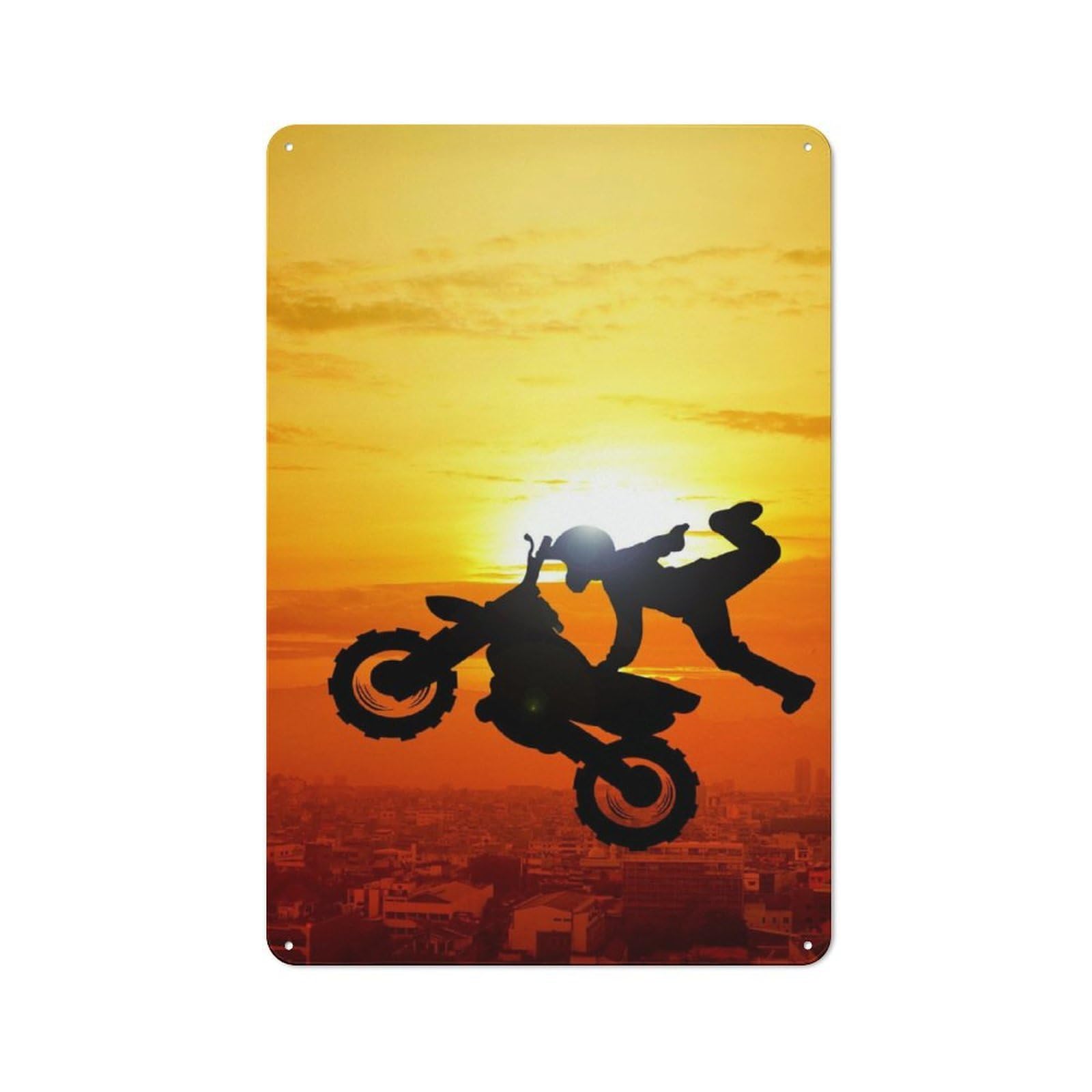 Junmoney Racer Jump Rustic Metal Wall Decor 30X20cm, Garden Room Metal Sign For Patio Bar, Workshop, Shed Or Kitchen