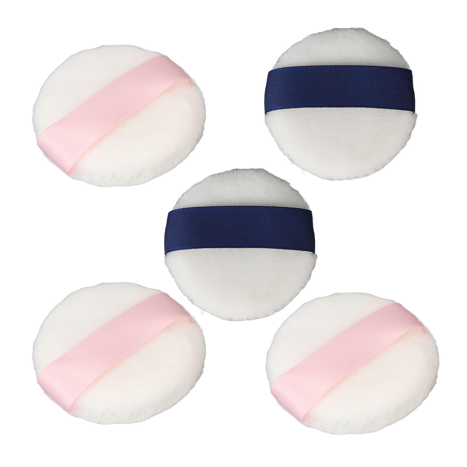 Round Powder Puff 5 Pcs Washable Velor Makeup Powder Puff Ultra Soft Double Sided Home Travel Office