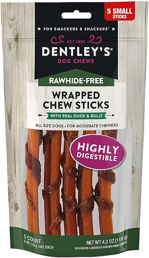 DENTLEY'S RawhideFree 6" Duck Wrapped Bully Stick Dog