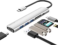 Vista 8 de WALNEW Hub USB C con HDMI 4k, entrega de energía de 100 W, lector SD/TF, puertos de datos USB 3.0, adaptador multipuerto USBC 7 en 1, Thunderbolt 4