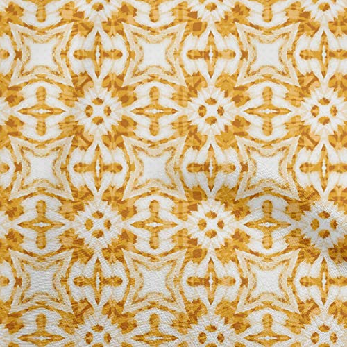 oneOone Rayon Mustard Yellow Fabric Asian Shibori DIY Clothing Quilting Fabric Print Fabric By Yard 56 Inch Wide