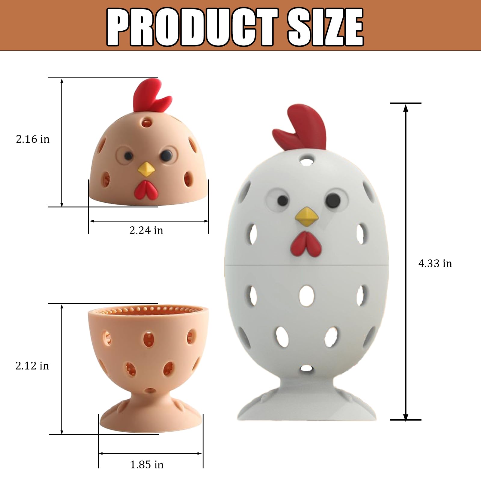 Silicone Egg Brush Cleaner, Egg Washer for Fresh Eggs, Reusable Multipurpose Washing Egg Tool for Fruits and Vegetables (Brown + Gray 2 Sets)