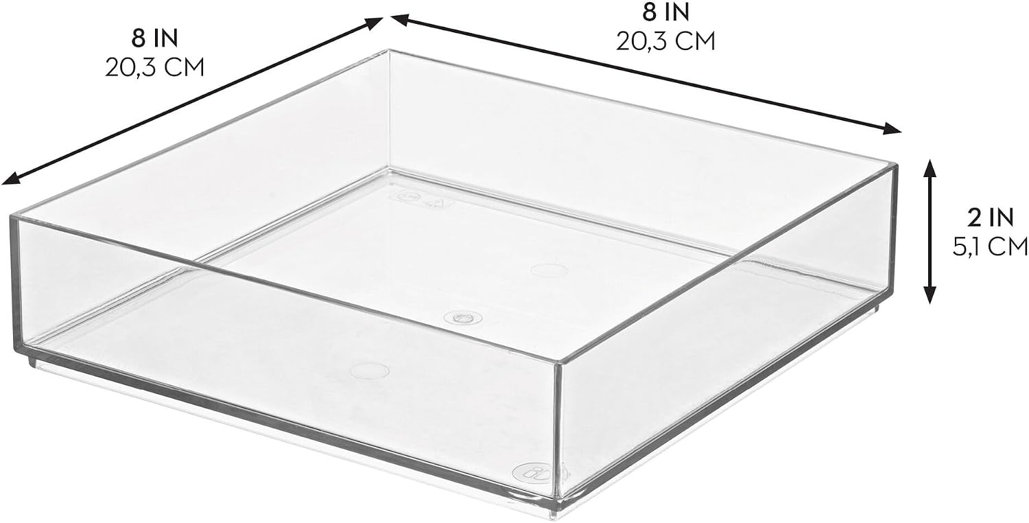 iDesign Plastic Makeup Drawer Organizer Tray, Set of 2, Clear image 3