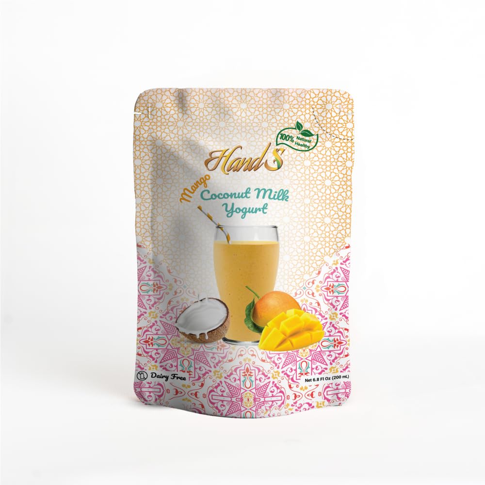 HandS Dairy-Free Coconut Yogurt with Mango | Vegan & Plant-Based Yogurt Drink with Real Fruit Pulp & Palm Sugar | No Preservatives | 200g Cup (Pack of 1)