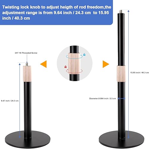 Miniatura 3 de Soporte de micrófono de escritorio, soporte de micrófono de mesa de altura ajustable con clip de micrófono universal y de montaje de choque, un