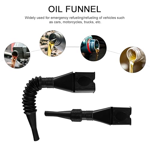 Miniatura 7 de XhjzgcTech 8 embudos a presión, con boquilla flexible extensible, herramienta de drenaje flexible, embudo de plástico para automóvil, motocicleta,