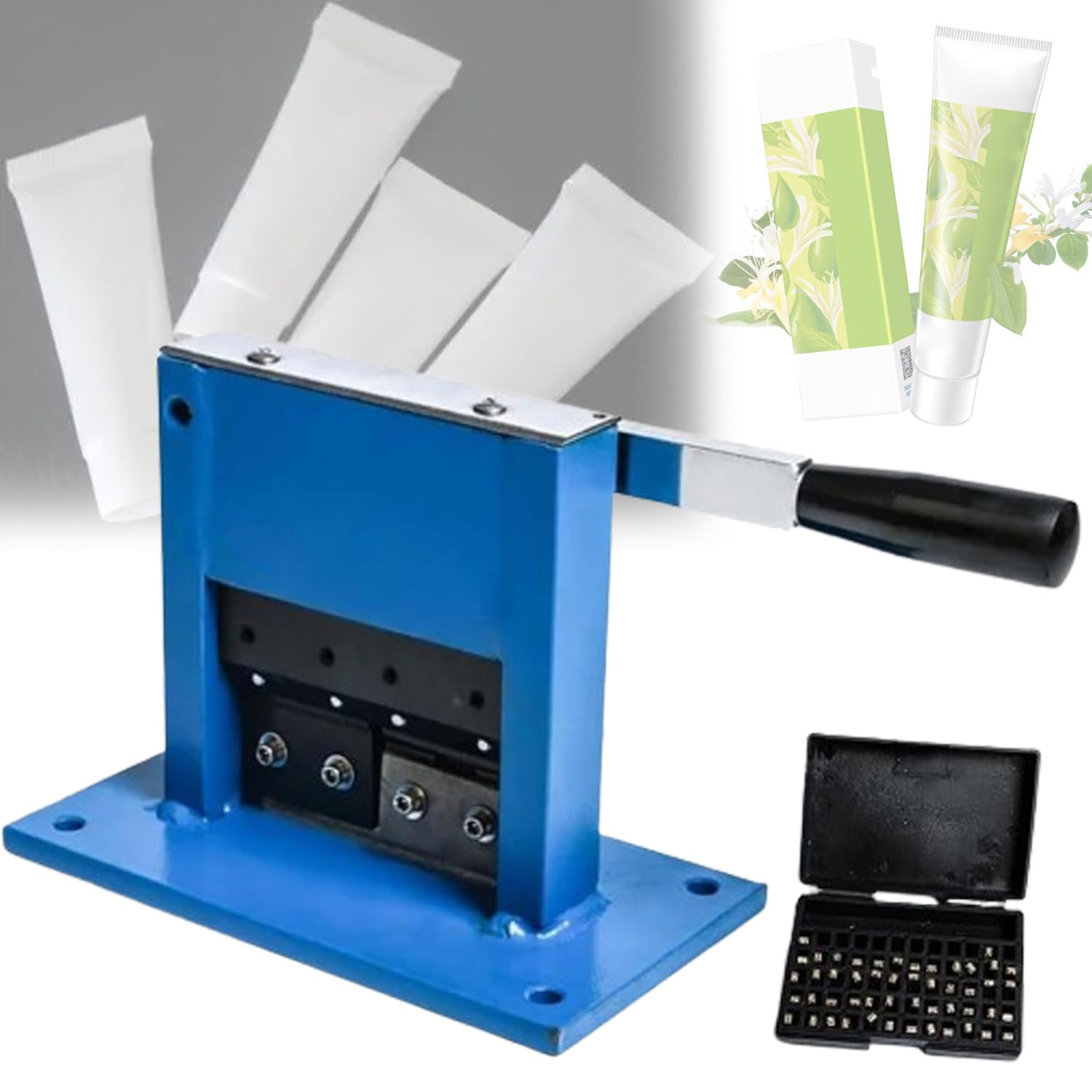 Ręczna maszyna do uszczelniania rur, zaciskanie rur aluminiowych dla efektywnej szerokości 60 mm i długości 150 mm, kodowanie liczby i daty pasty do zębów i opakowań kosmetyków