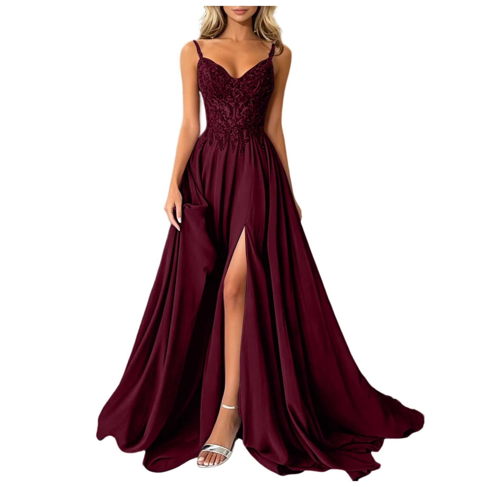 Vestidos Boda Invitada Largo Vestido De Graduación Cuello En V a Mujeres Halter De Gasa Formales Mangas Tipo Ligero Vestidos para Ceremonia Formal Boda Cóctel Noche