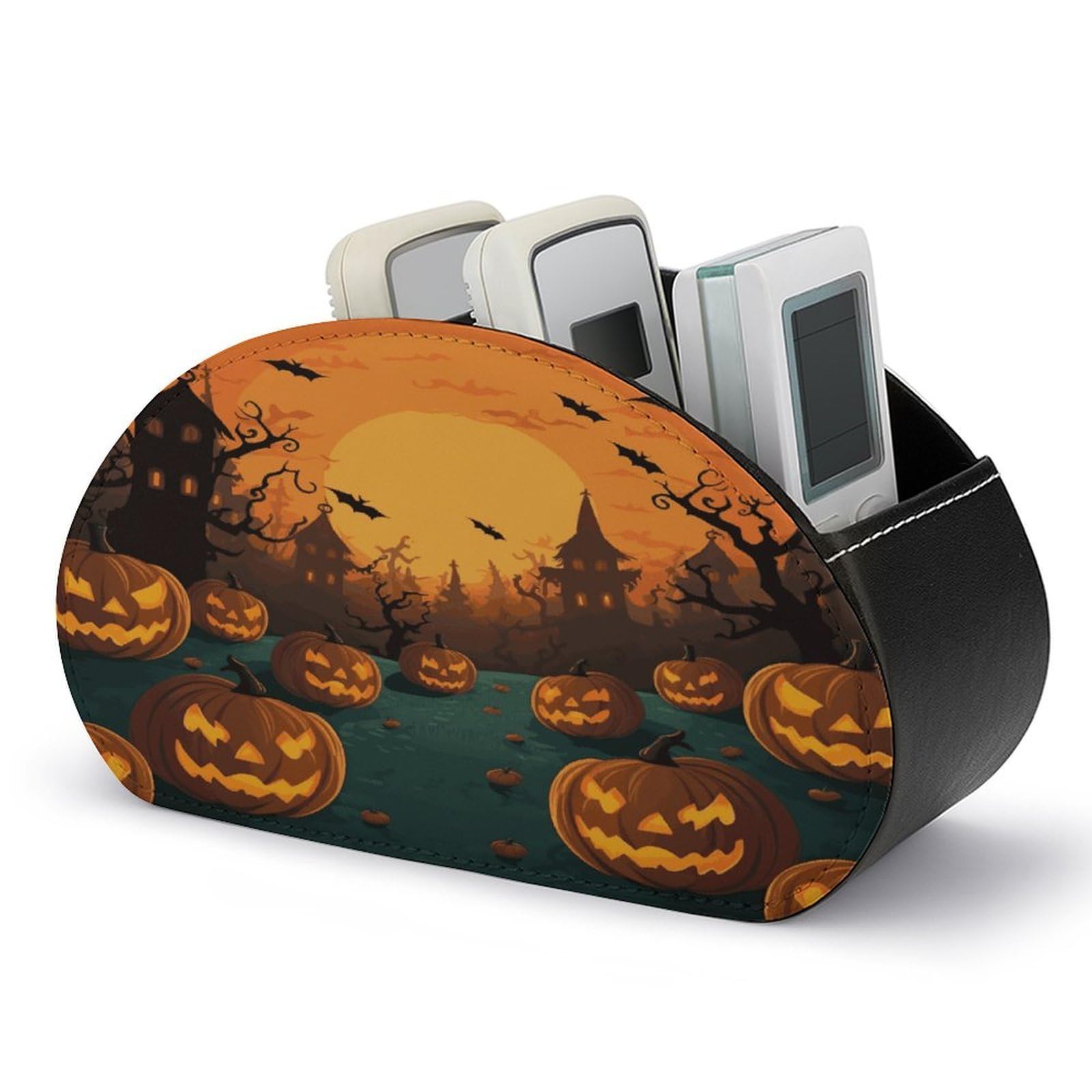 Btcowzrv Style Halloween Orange Remote Control Holder With 5 Compartments