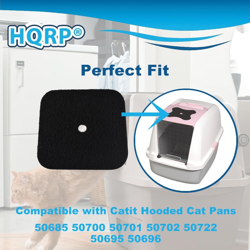 HQRP 6-Pack Replacement Carbon Filters Compatible with Catit Hooded Cat Litter Pans 50685, 50700, 50701, 50702, 50722, 50695 & 50696