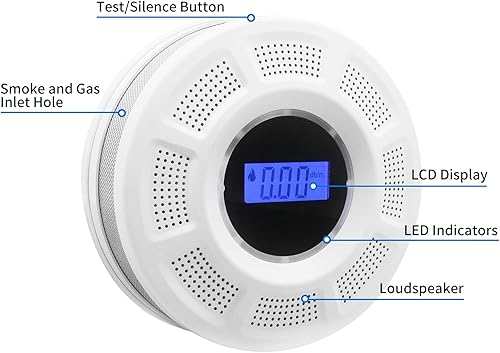 Miniatura 6 de Detector de monóxido de carbono de humo interconectado inalámbrico, funciona con pilas, combinación interconectada de humo y monóxido de carbono con