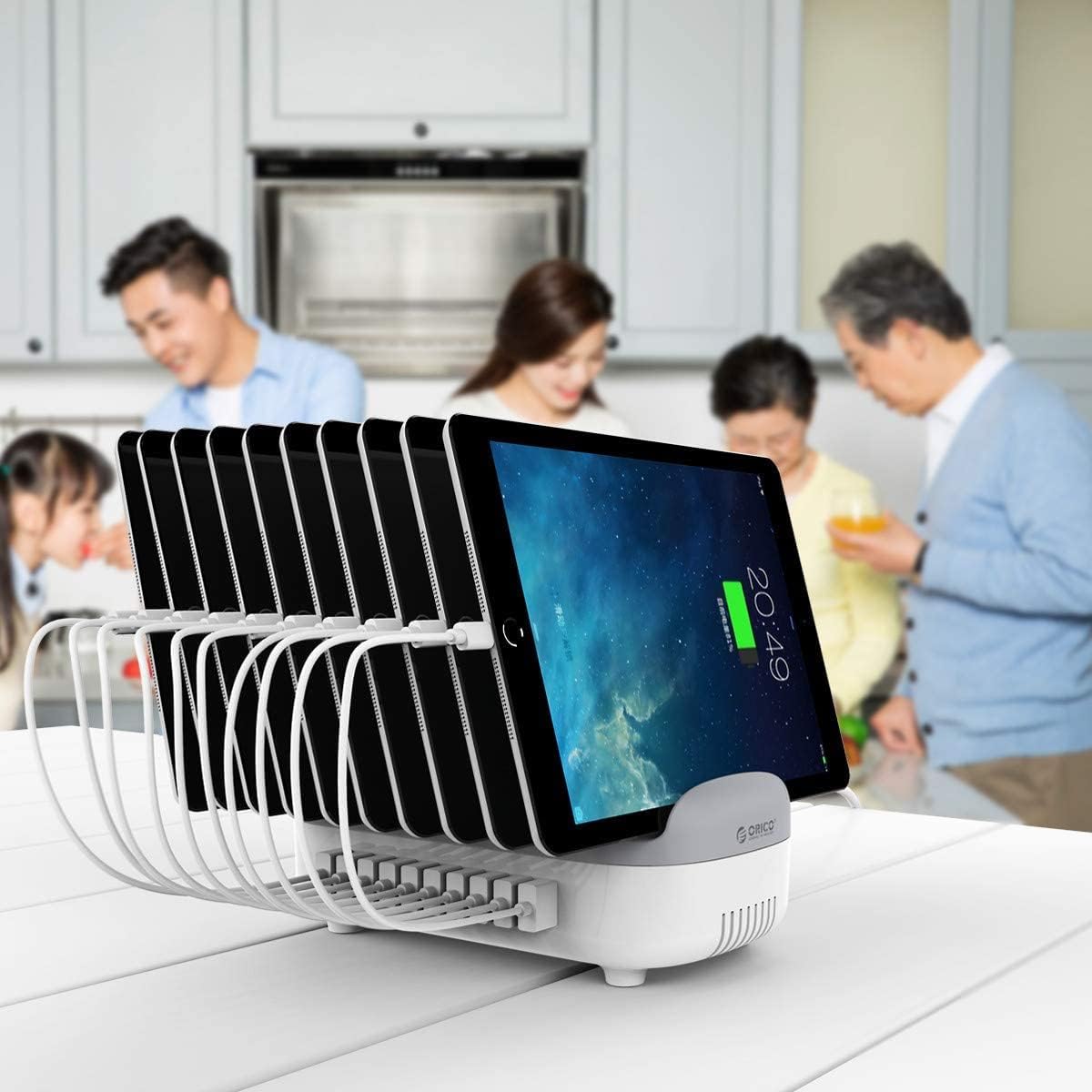 Prоmо 40% оƒƒ ORICO 120W Charging Station for Multiple Devices - 10 USB Smart Ports - Auto Temperature Control System - Charger Organizer Docking Station for Cell Phones, Tablets and Others (Cables not Included)