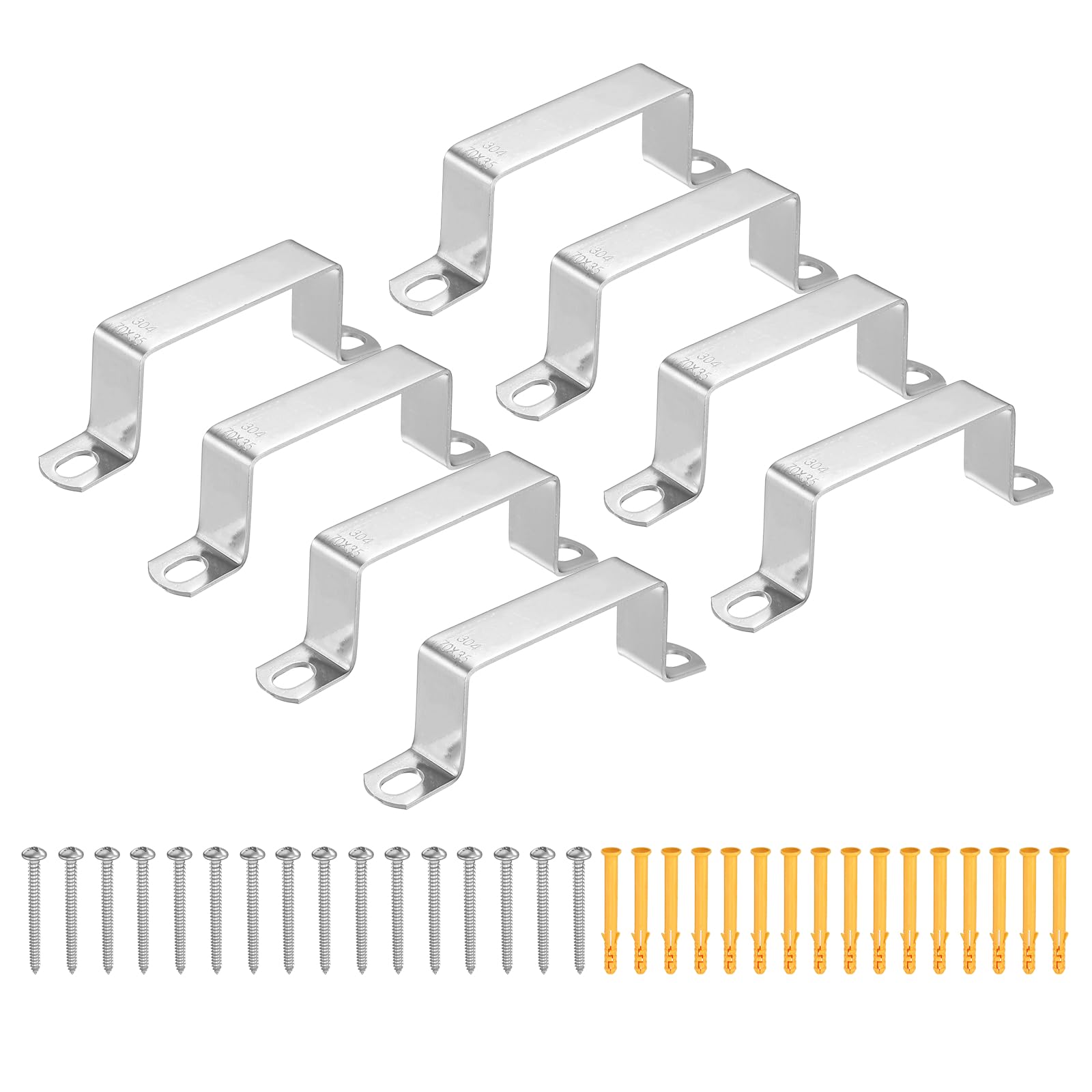 HARFINGTON 12 morsetti quadrati per tubi, 70 x 35 mm, in acciaio inox 304 | Morsetto a forma di U, staffa per connettore con fibbia a tubo quadrato con viti per tubo flessibile cavo recinzione ponte