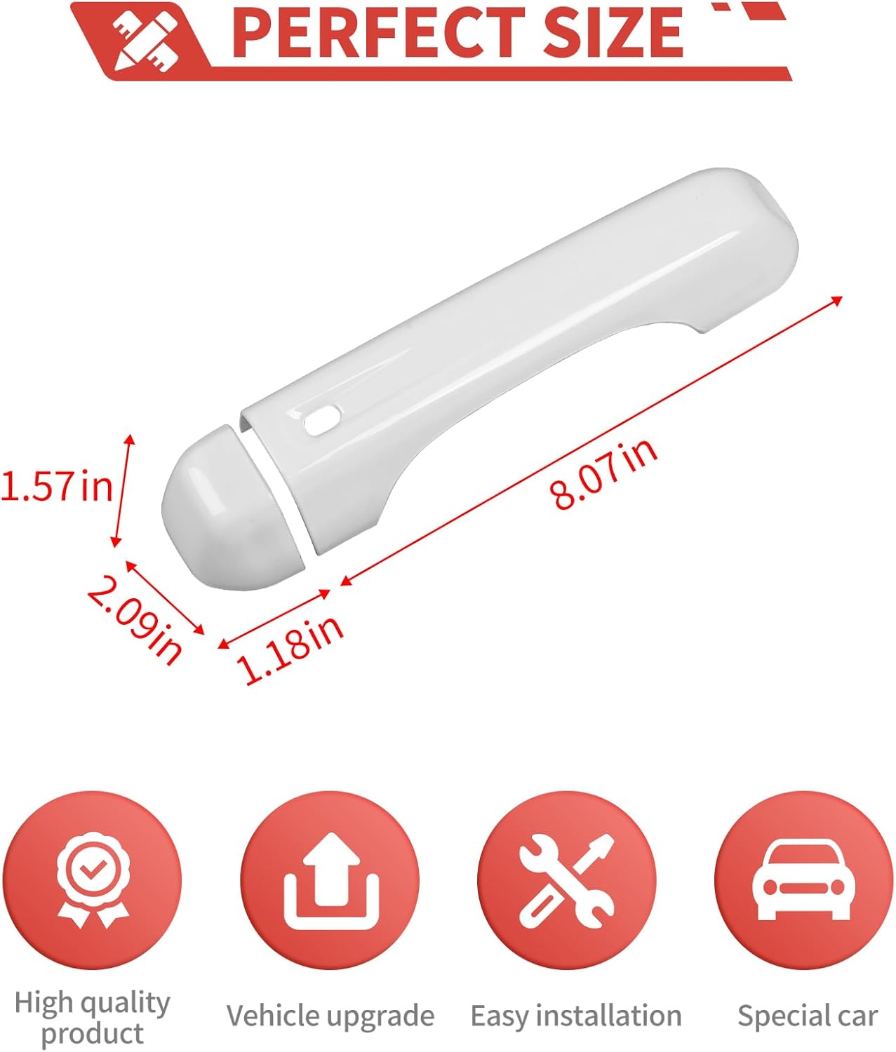 Exterior Door Handle Cover fit for Jeep Gladiator JT 2018+ Outdoor Hand Grab Handle Trim Bezel Exterior Accessories,White