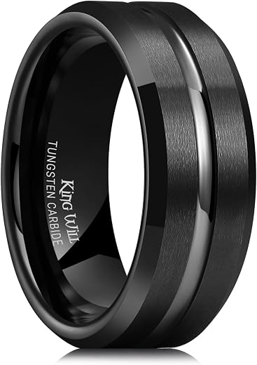 King Will Basic 10mm Tungsten Carbide Ring for Men Matte Polished Engagement Band Comfort Fit