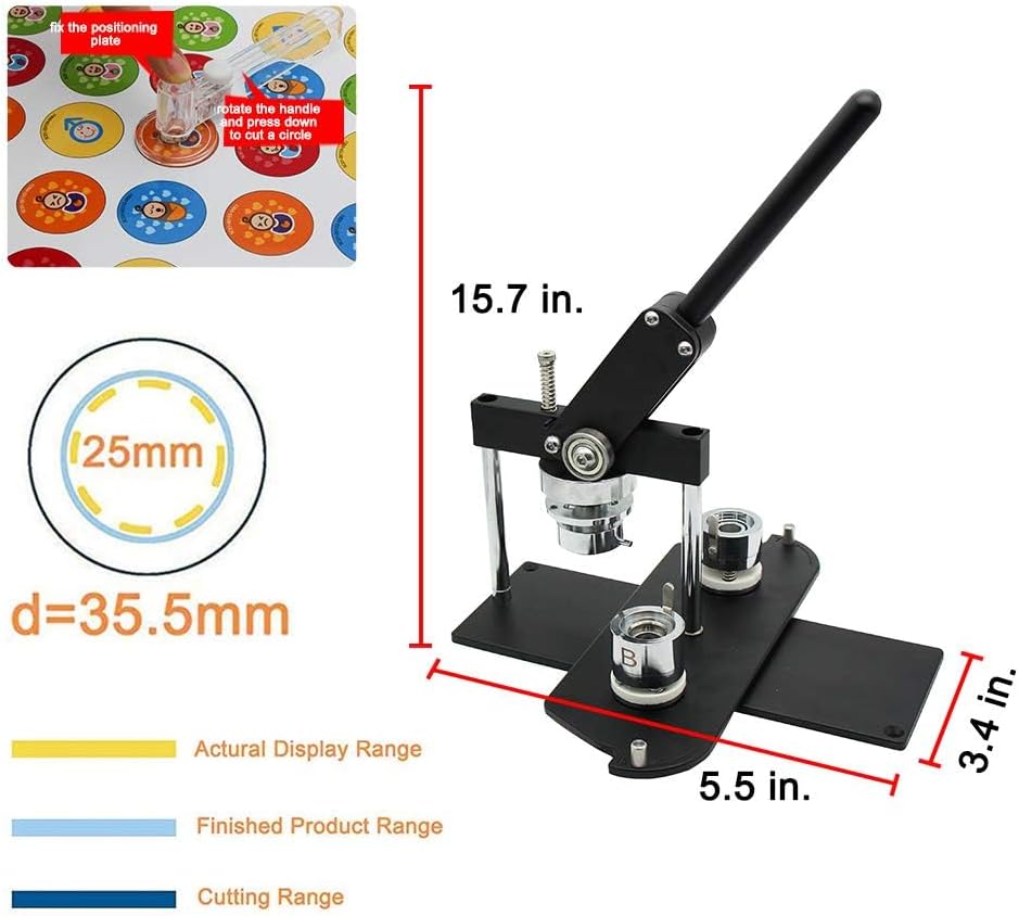 ChiButtons Pro 25mm (1") Metric Button Maker Machine B400 Kit | All-Metal Craft Press with 500 Sets Components, Adjustable Circle Cutter & Moulds | Tiny Buttons, Mini Badges, Custom Pins (Black-New)