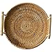 LiuliuBull W rattanowy koszyk na pieczywo okrągła tkana taca do herbaty z uchwytami do serwowania kolacji, śniadanie kawy (20 cm) (kolor: brązowy)