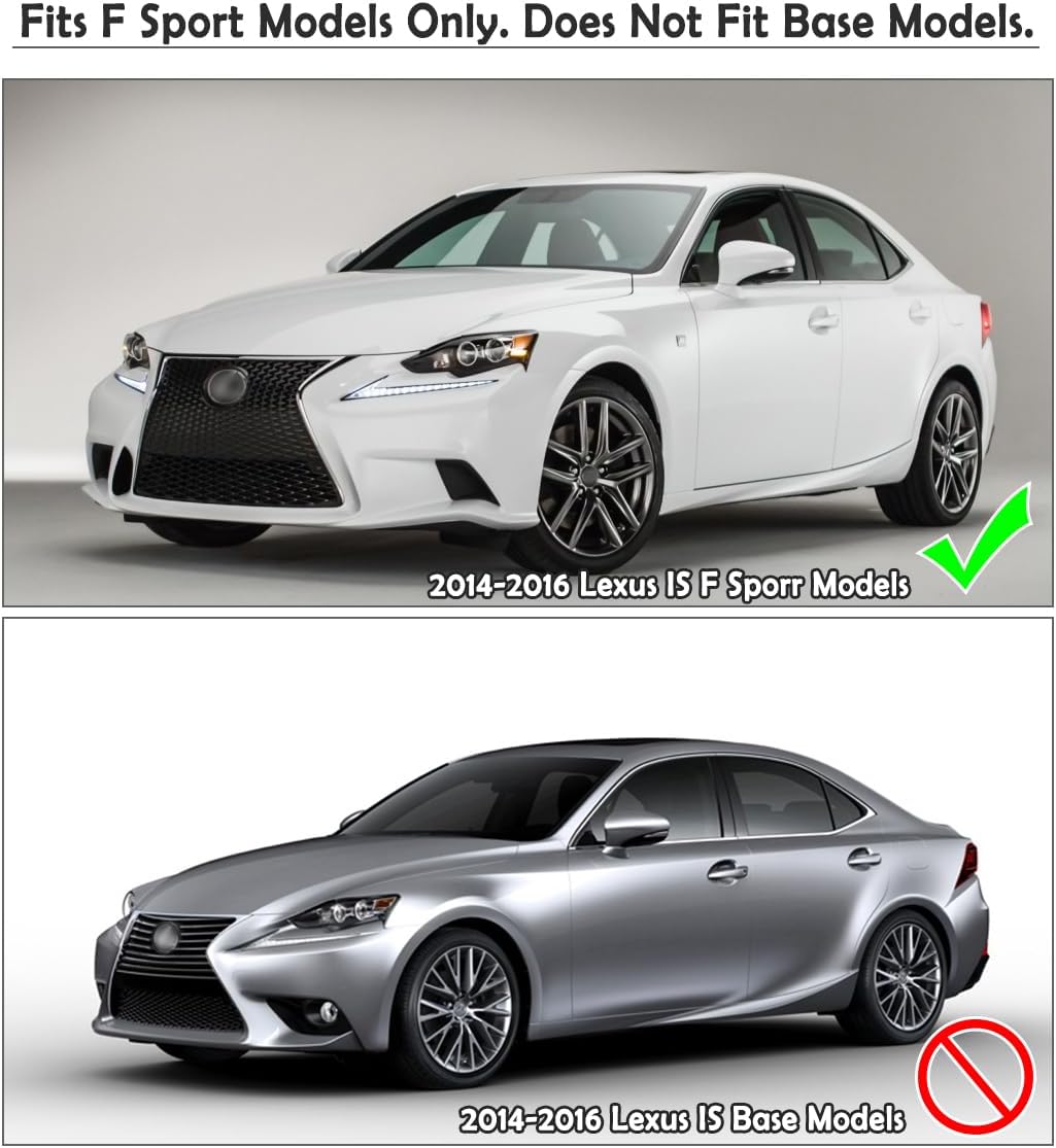 3Pcs Front Bumper Lip Compatible with 2014-2016 Lexus IS350 IS500 F-Sport, JDM Air Dam Lower Chin Splitter Protection Body Kit (Glossy Black)