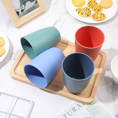 Miniatura 3 de Juego de 66 vasos de plástico de paja de trigo, 12 onzas, reutilizables, vasos de plástico irrompibles, aptos para lavavajillas, para niños y