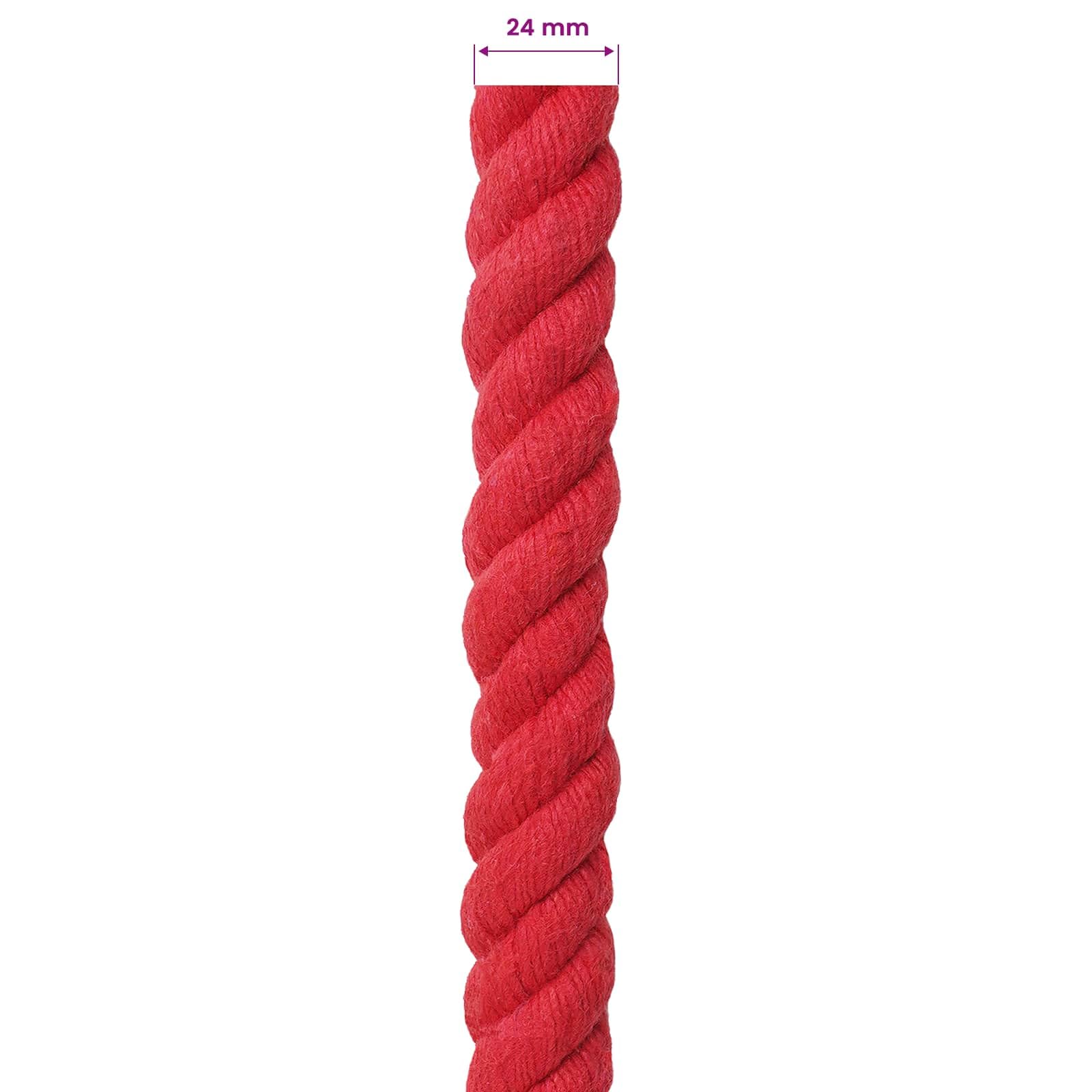 Cuerda de algodón roja de 2,4 x 2,4 x 5000 cm, 3 capas, para cuerda de rocío, macramé, decoración, fijación, atar y proyectos de jardinería