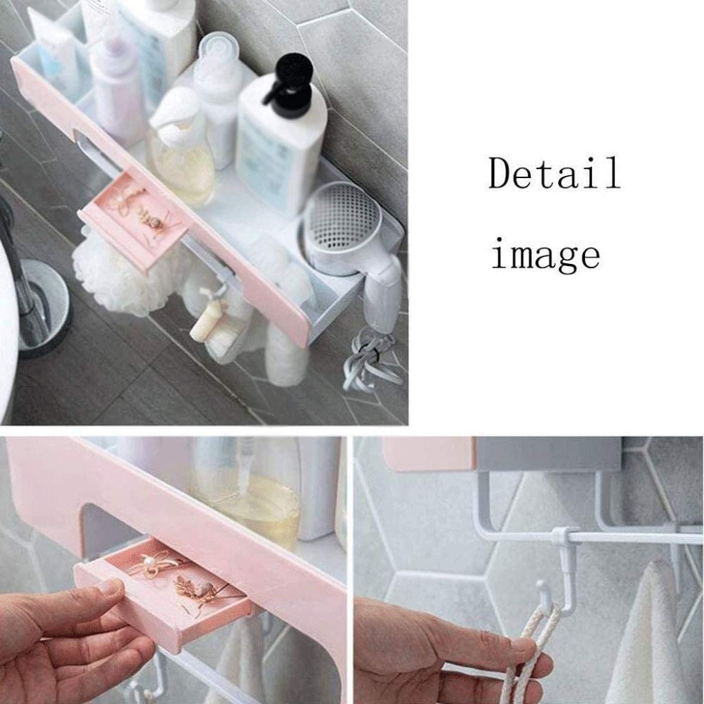 Ahorro de Espacio en el Estante del baño, Adhesivo multifunción para Montar en la Pared con Estante para Almacenamiento de Toallas y Gancho para Colgar (Color: B)