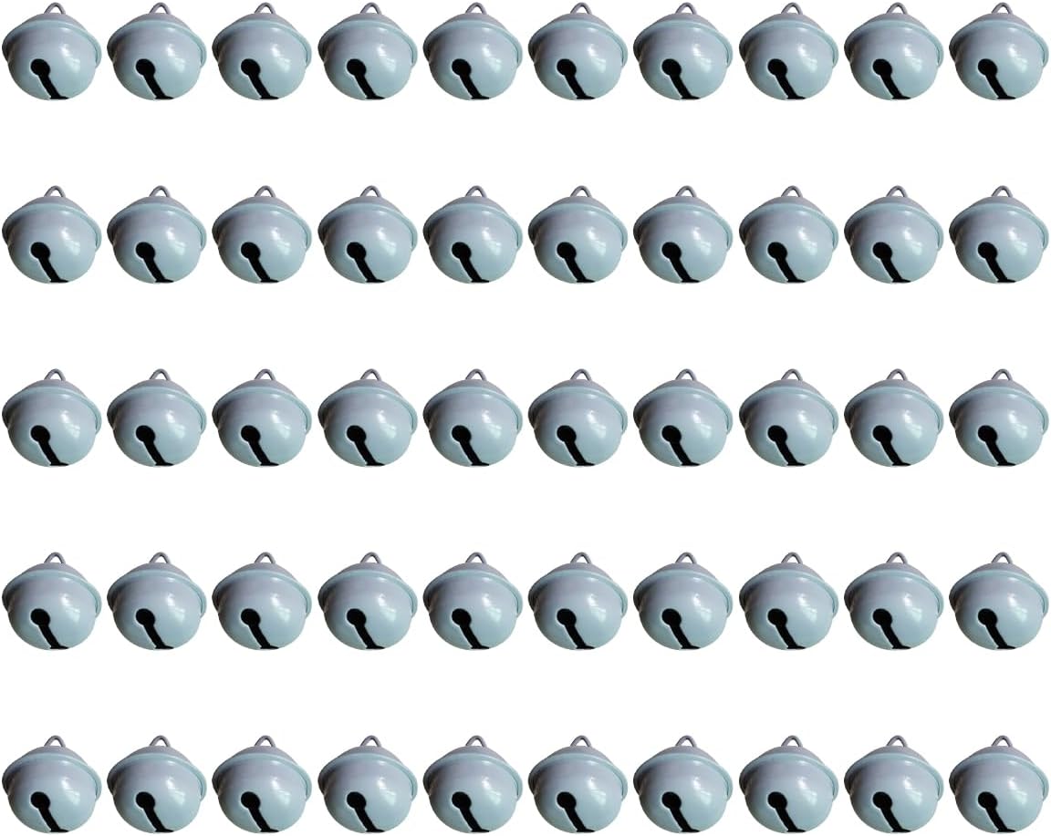 0.86In/ 22mm Colorful Jingle Bells, Christmas Metal Round Craft Bells for Ornament Decoration, Festival Tinkle Bell Accessories-Grey 100pcs