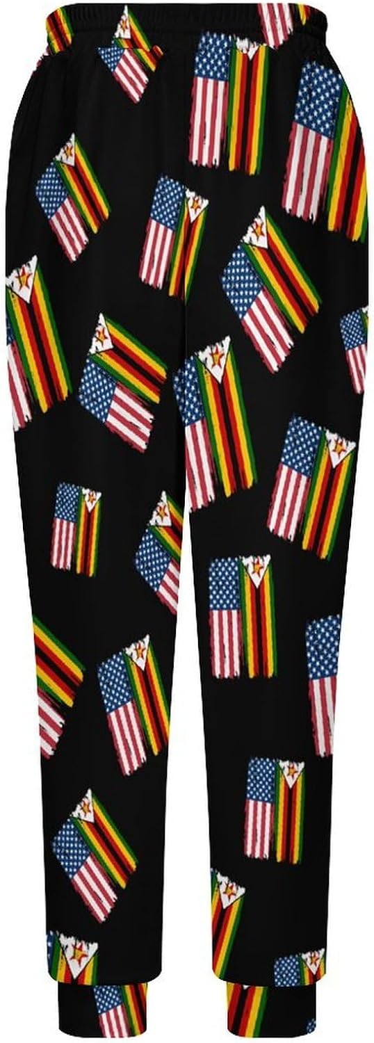 U.S. Zimbabwe Flag Casual Men's Sweatpants Lounge Pant 4X-Large