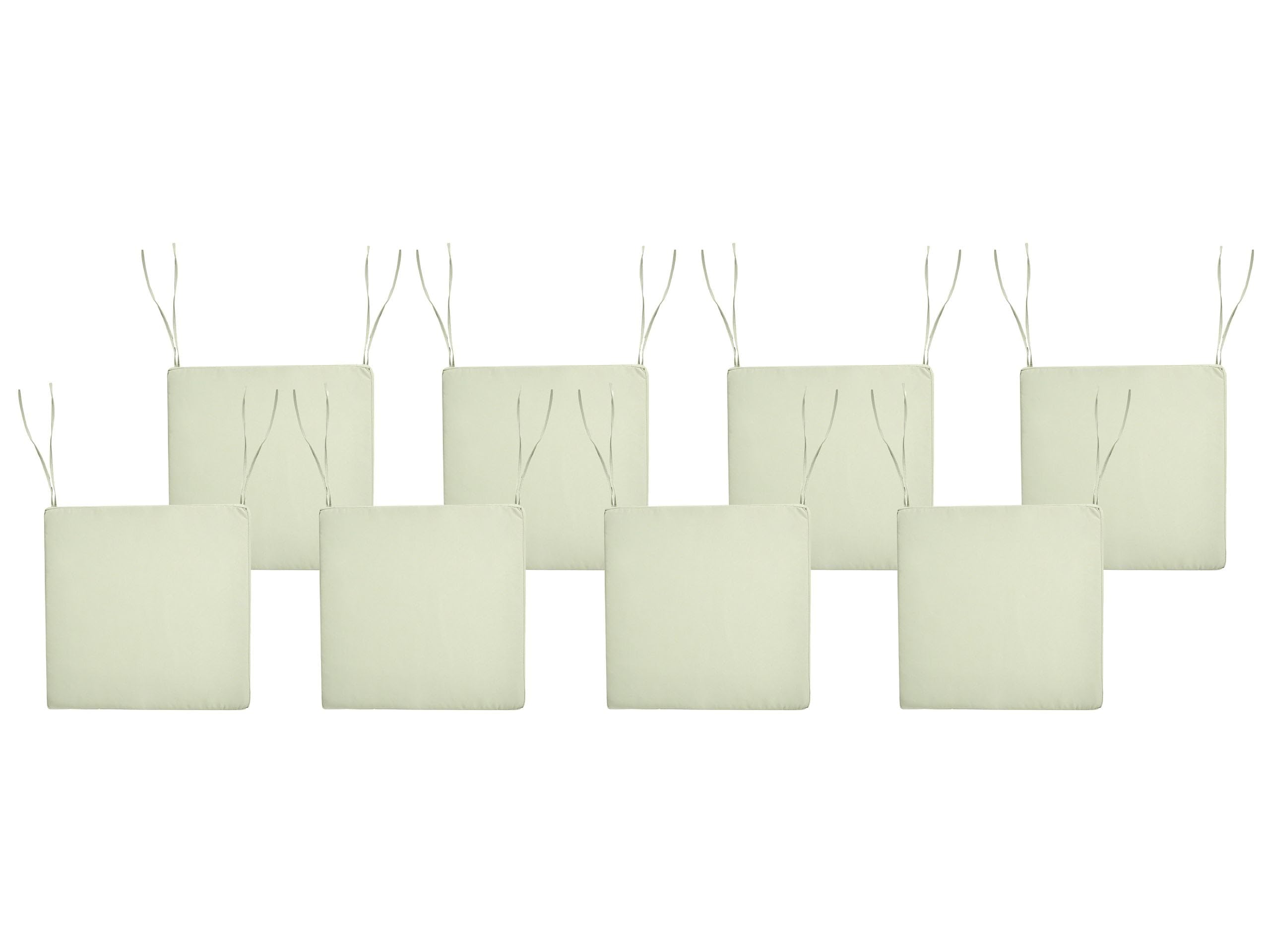 Beliani Lot 8 Coussins de Siège pour Chaises de Jardin Résistant aux UV en Tissu Polyester Vert Clair Sassari Premium