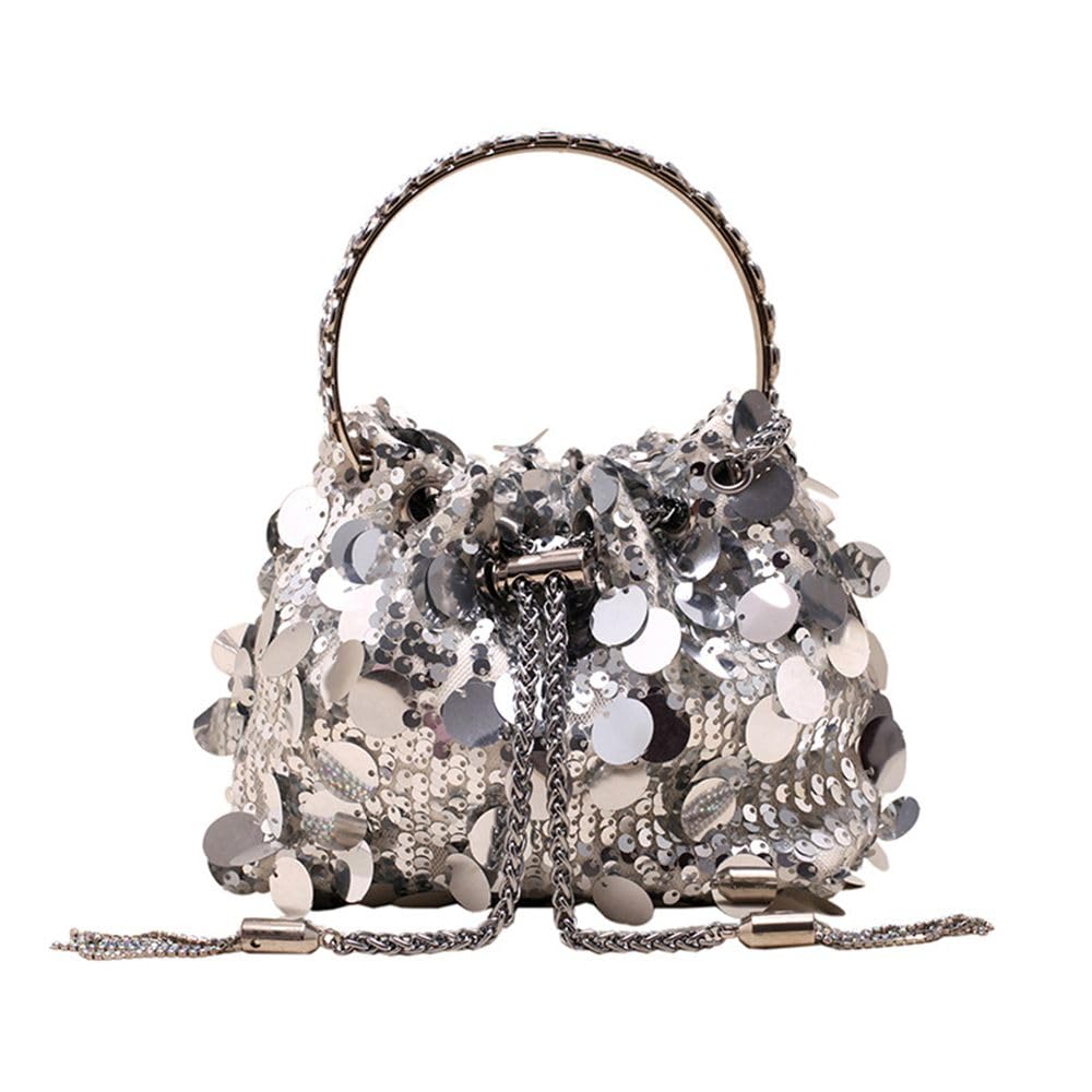 Bolso de noche con lentejuelas, mini bandolera, bolso de mano para mujer, bolso de noche, bolso de noche, bolso de mano para boda, fiesta, cubo