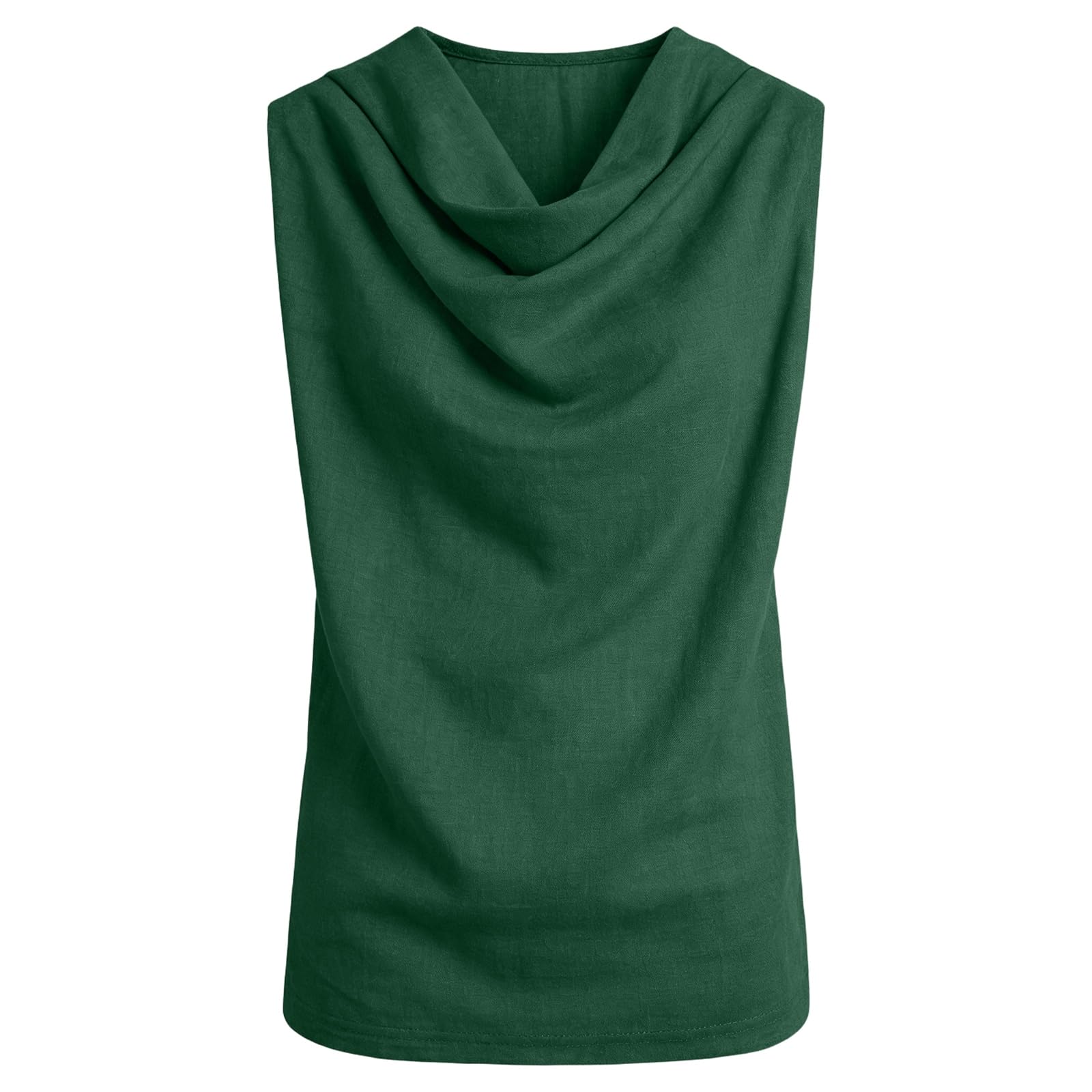 Débardeurs Femme en Lin Debardeur Coton Femme Col Drape Chic et ÉLégant Chemise et Blouses Mode Vetement Funky Haut Décontracté sans Manches Soirée Business Top