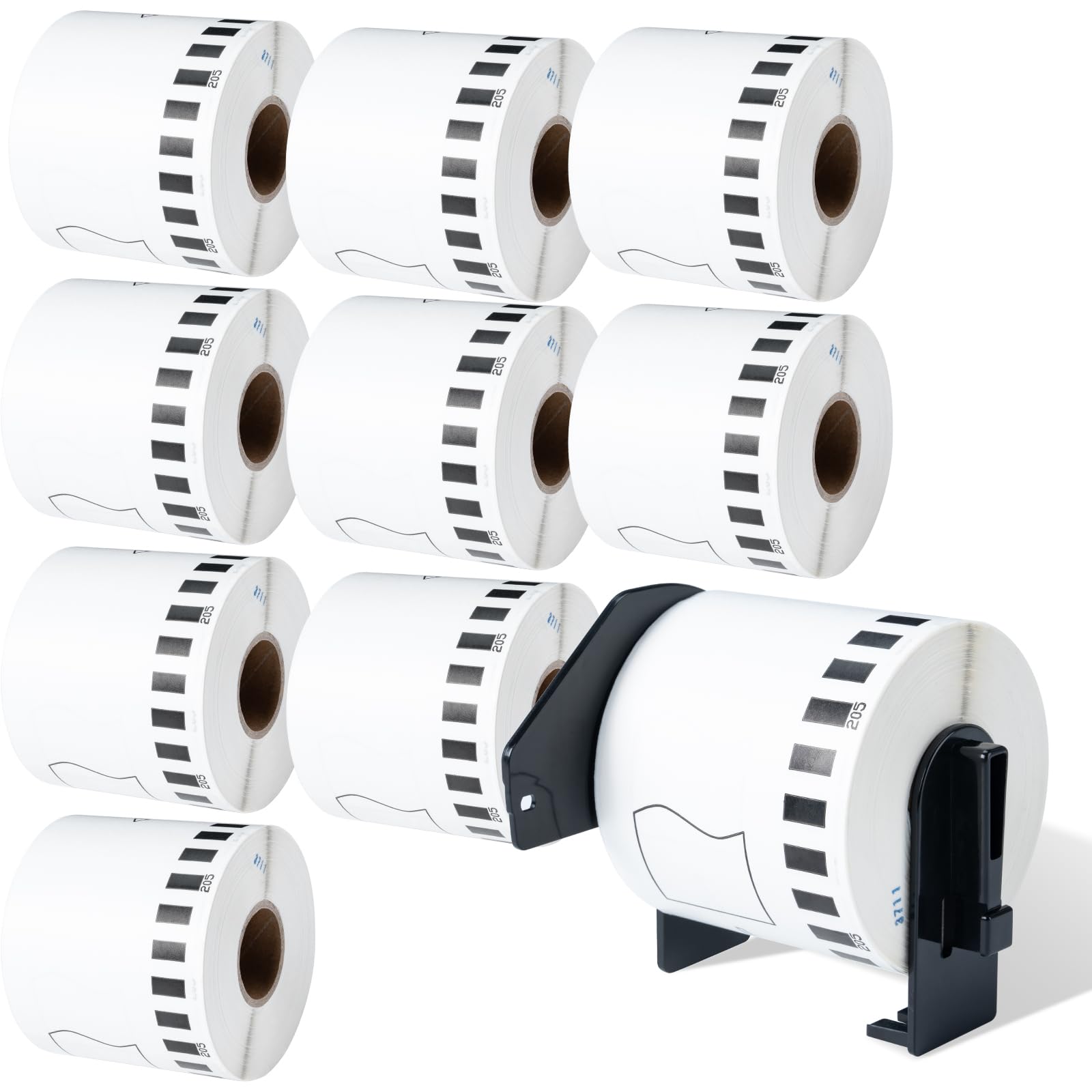 DK-22205 Rouleau de Papier Continu Compatible avec Brother DK22205 | 10 DK 22205 Étiquettes pour Imprimantes d'Étiquettes QL Brother, 1 Fixateurs Réutilisables, 62mm x 30.48m