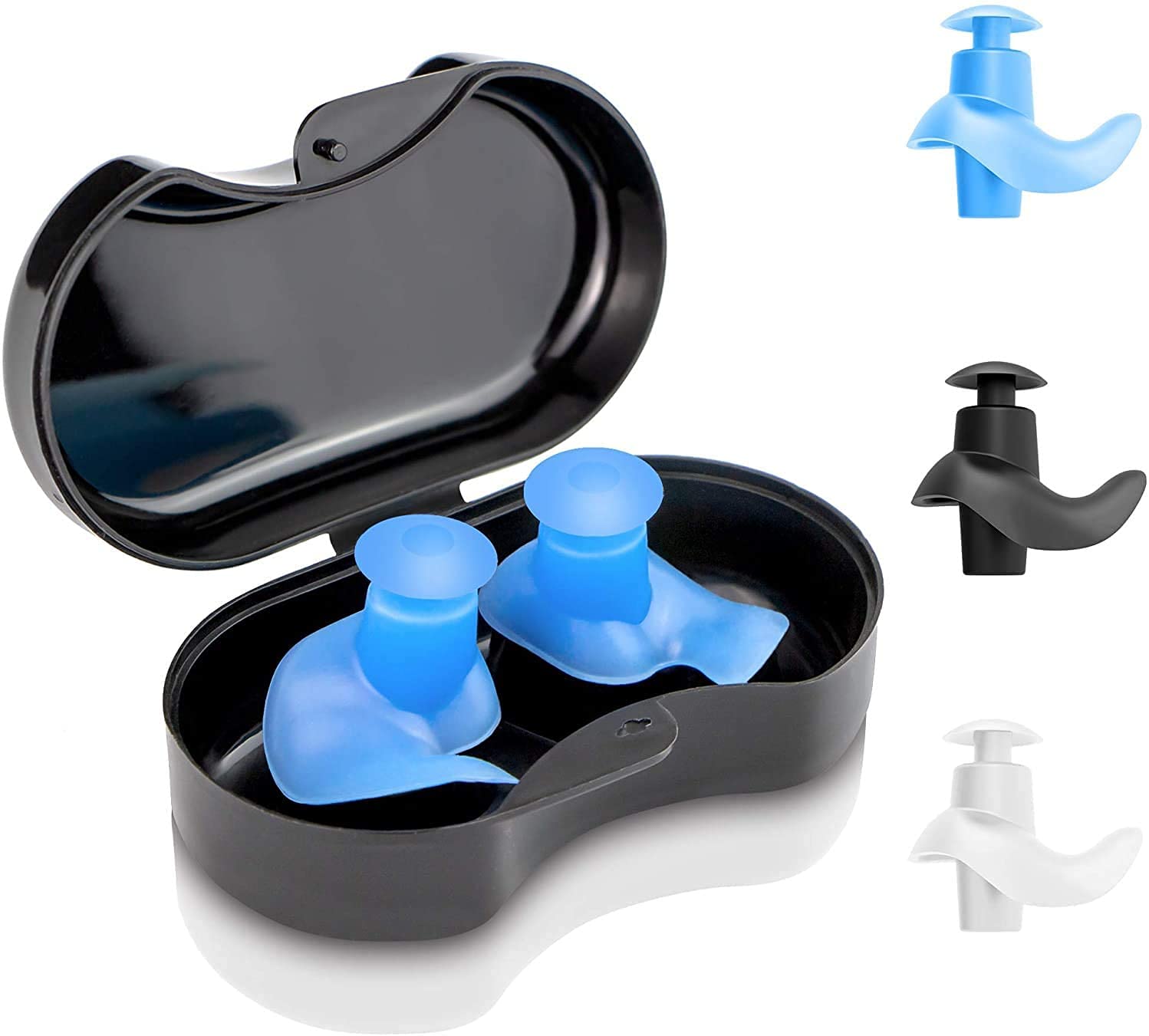 Tapones para los oídos de natación, tapones de silicona reutilizables profesionales, impermeables, natación, ducha, surf, snorkel y otros deportes acuáticos