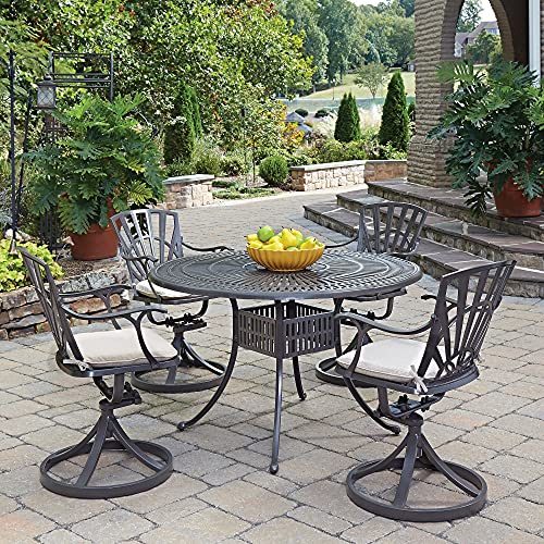 Homestyles 6661-325C 5 Piece Outdoor Dining Set, 48" Table, Khaki Gray #TOP6