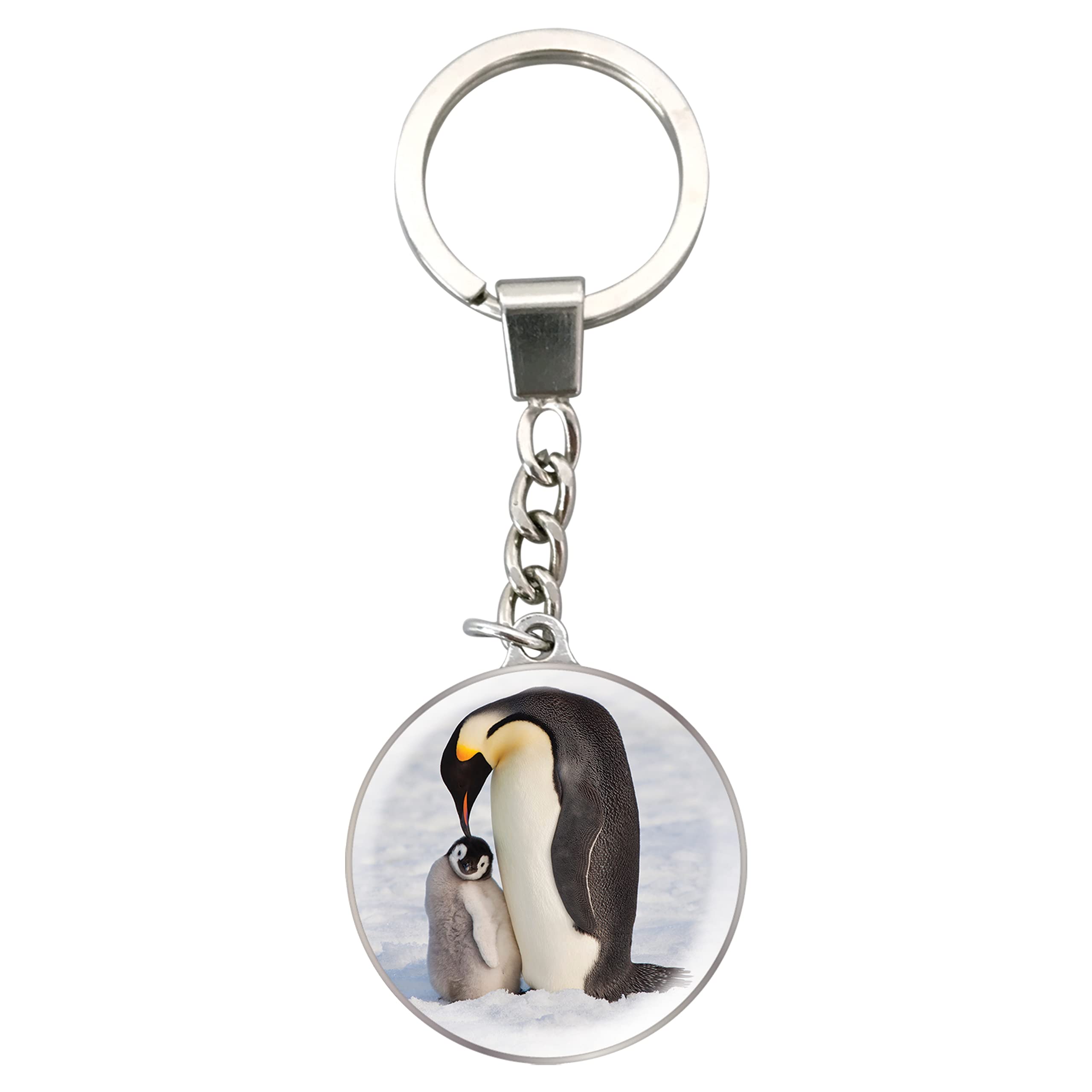 Magnidome Deluxebase Penguin Keychain – Crystal Glass Dome Animal Key Ring with Stainless Steel Chain, Cute Penguin Key Holder for Fun Bag Charms and Novelty Gifts.