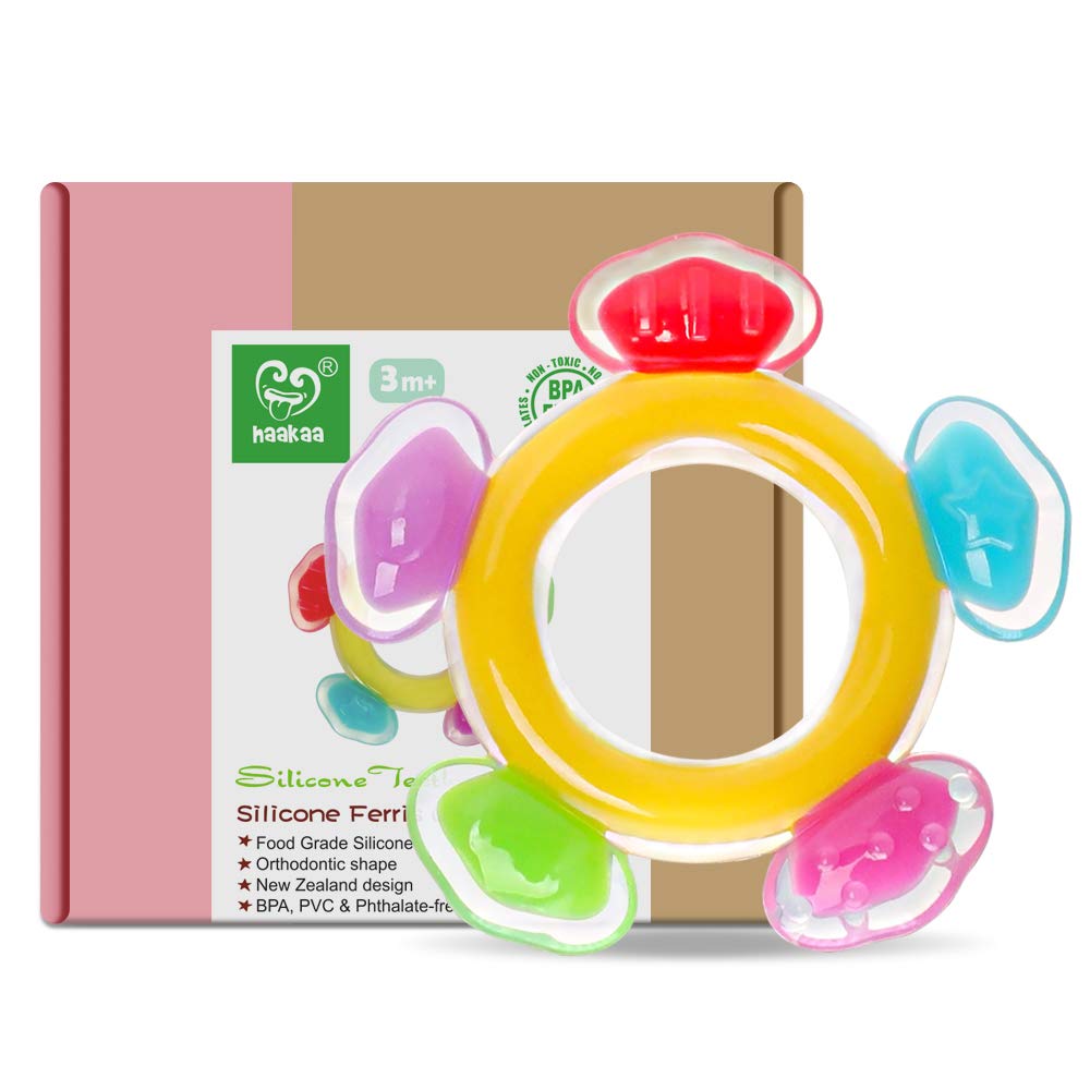 Haakaa Silicone Ferris Wheel Teether - Soft Soothing Teether,Teething Toys for 3 M+ Babies 0-6, 6-12 Months, Baby Pacifier for Teething Relief, BPA Free (1 Pack)