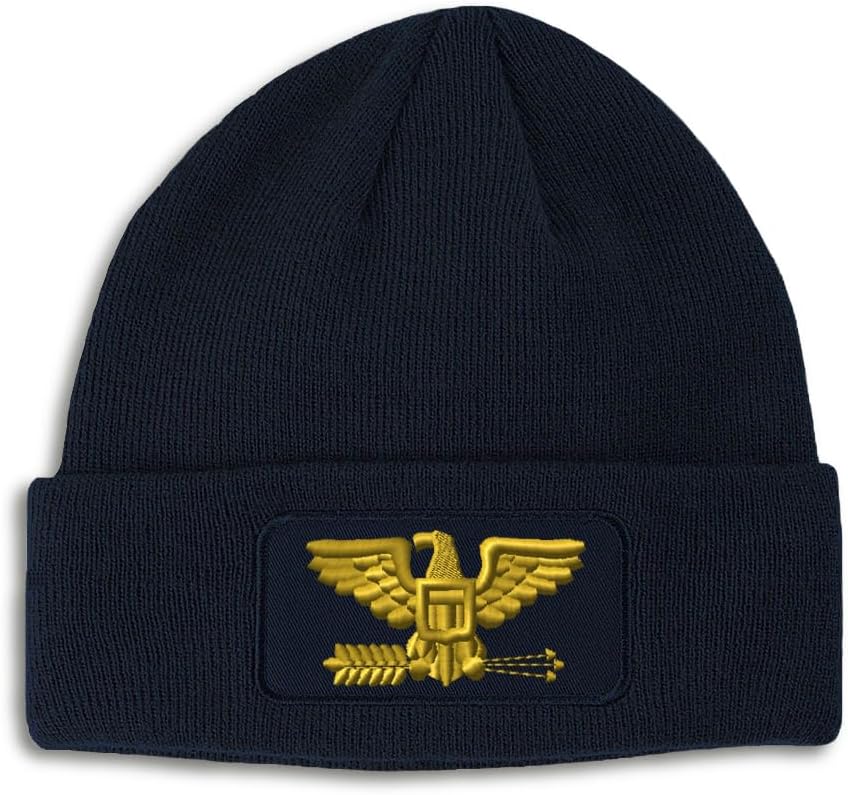 Custom Patch Beanie Army Military Colonel B Embroidery Skull Cap Hats for Men & Women Winter Hats One Size