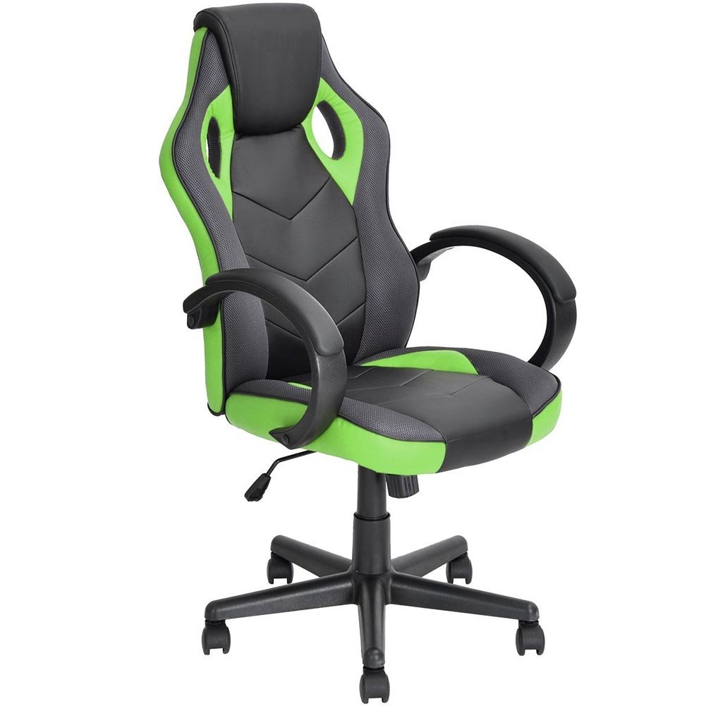 BAKAJI Silla Gaming Premium Profesional - Silla de Oficina direccional, Ruedas giratorias, Deportivas, para Oficina - Silla de Escritorio Ergonómica - Altura Regulable (Green)