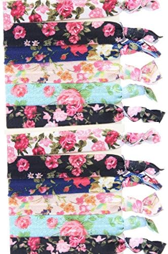 No Crease Elastic Hair Styling Accessories Pony Tail Holder Ribbon Bands, Floral
