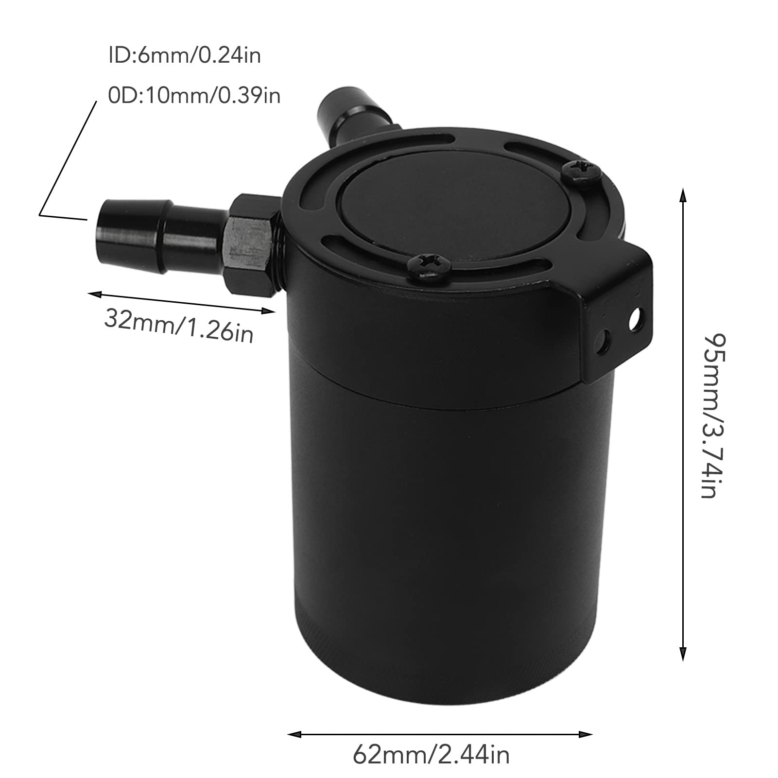 Oil Catch Reservoir, 2 porty Oil Catch Can z zaworem spustowym 300 ml stop aluminium uniwersalny zbiornik na Catch Baffled