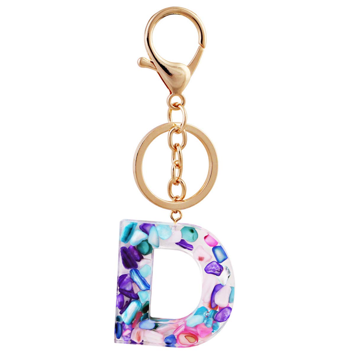 ACVIP Women Girls Initial Letter Keychains Acrylic Alphabet Pendant Keyring for Purse Handbag Charm (D)