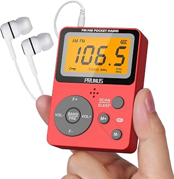PRUNUS J-159 Pocket AM FM Radio Portable with Stereo Earphone No Speaker