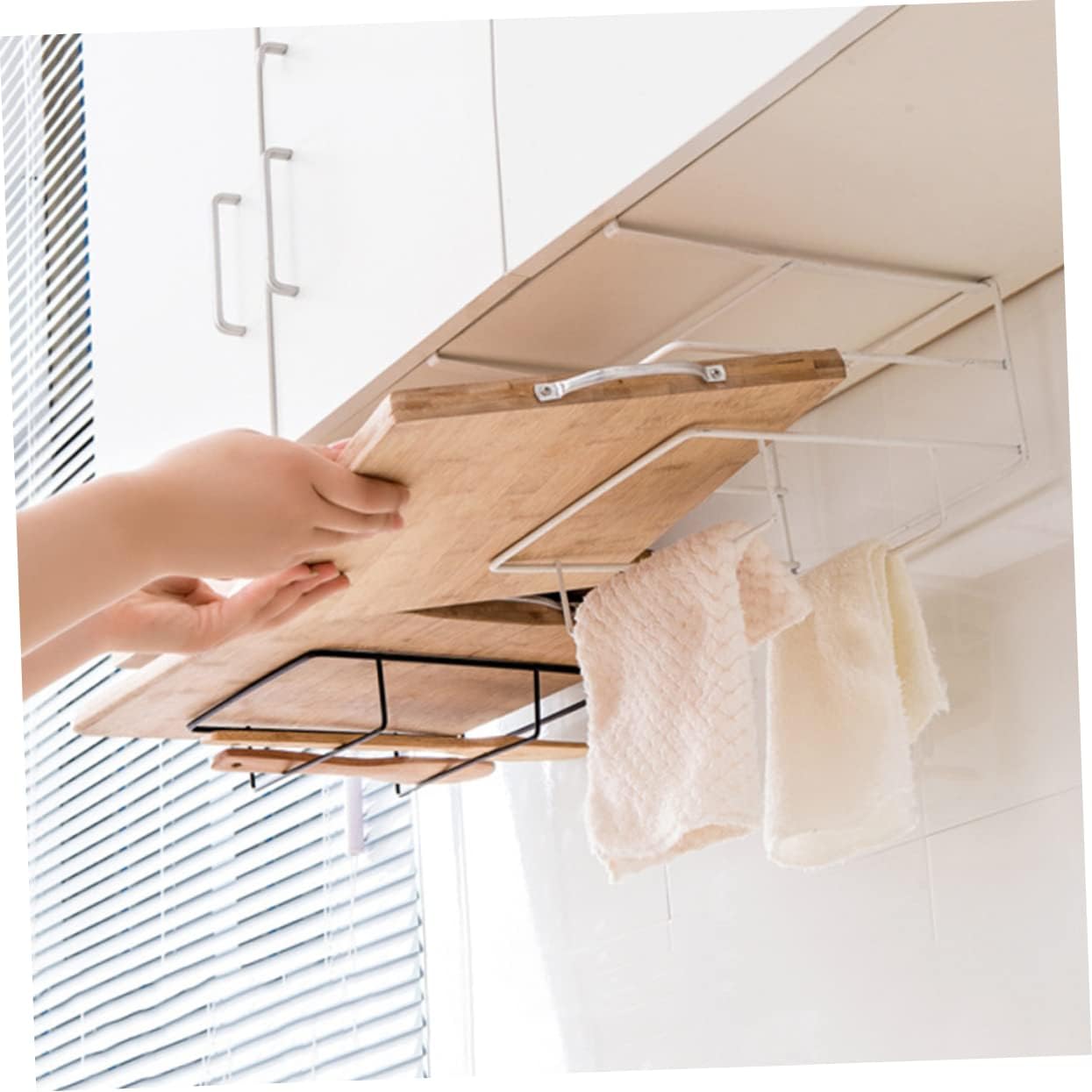 Punch Wall-mounted Iron Rack for Chopping Boards and Kitchen Storage Space-saving Design for Bathroom and Cabinet Organization White