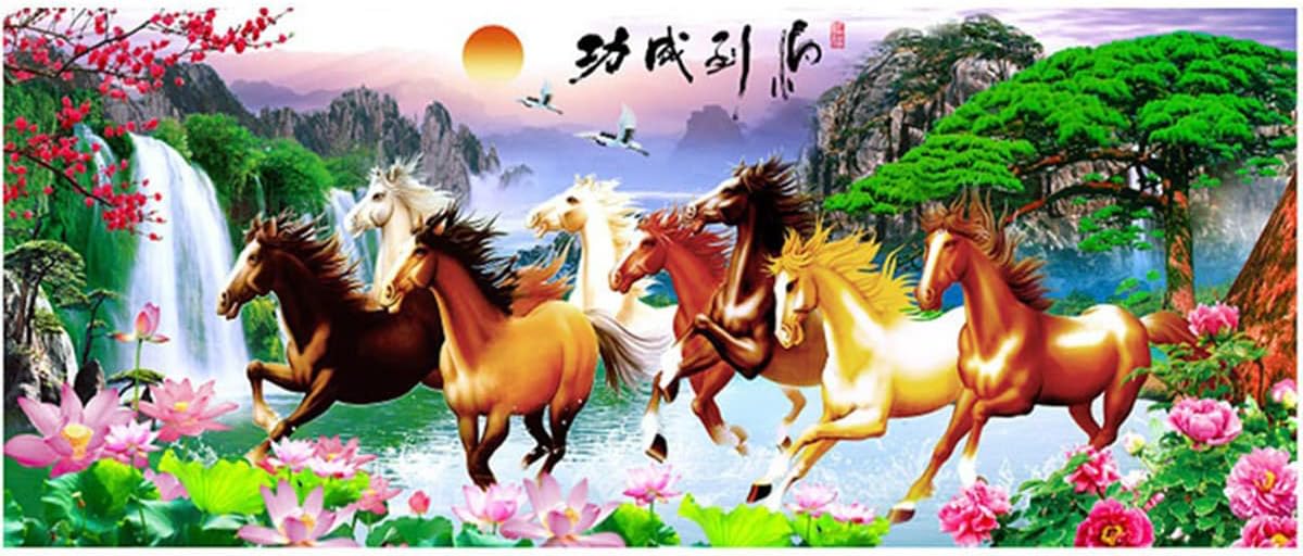 Instarry 5D Diamond Painting Kits for Adults Full Drill Galloping Horse Rhinestones Embroidery Room Decor 59.1x23.6 inch