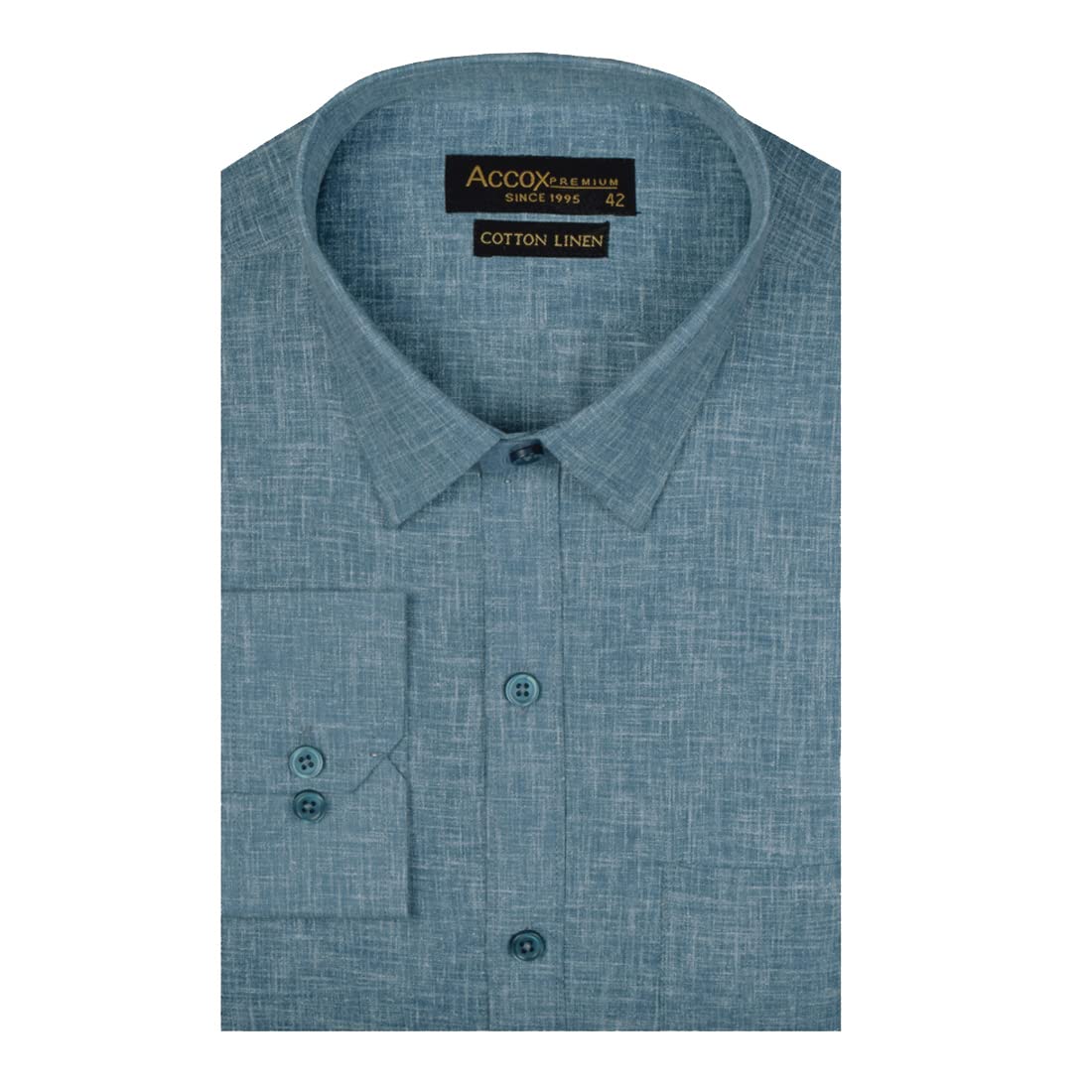 accox Men's Long Full Sleeves Regular Fit Cotton Linen Formal Plain Shirts(GCR52)-picture-32