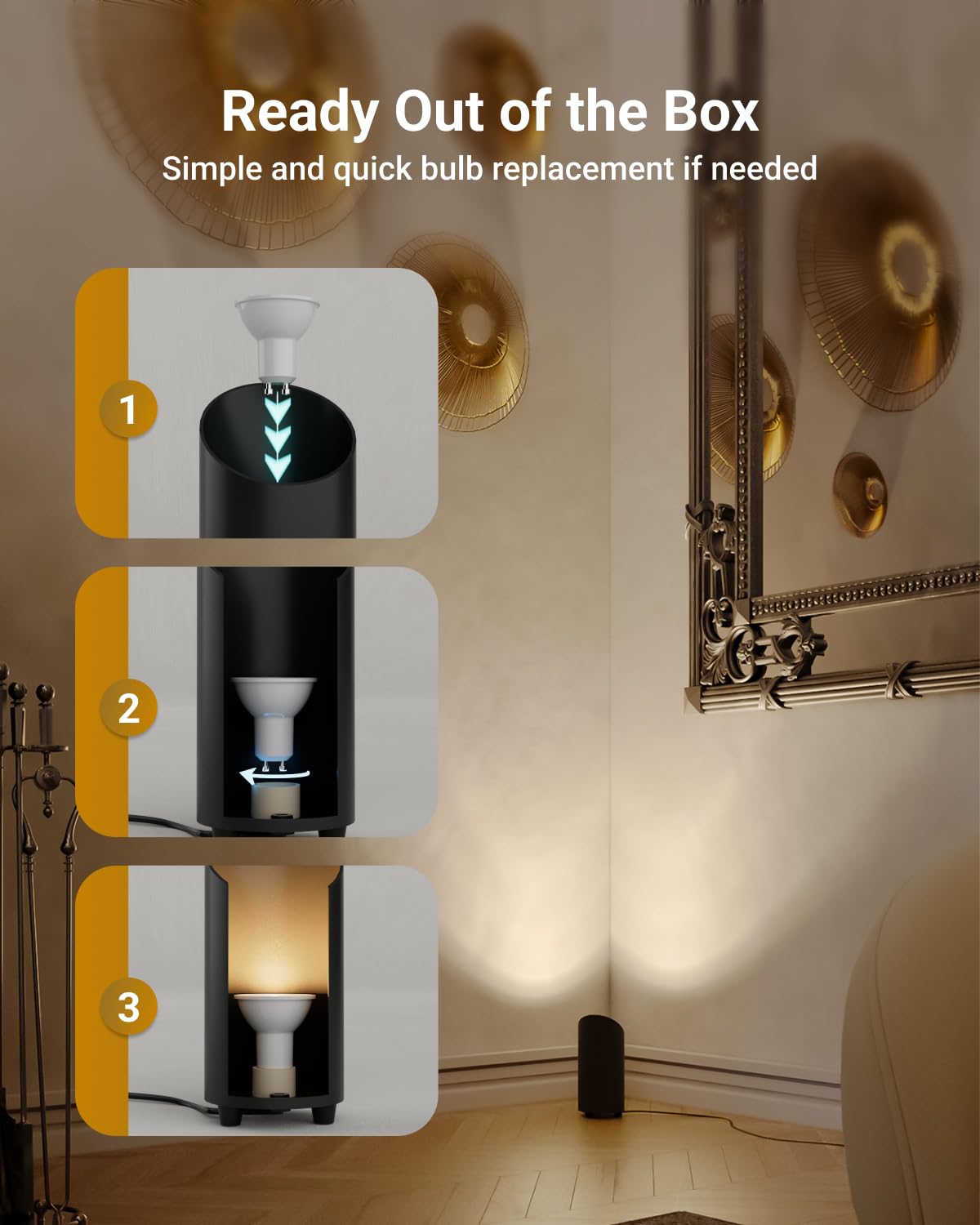 Sunco Uplighting Indoor with Foot Switch, LED Floor Can Light Spotlight, for Indoor Plants 7W, 450 LM, 3000K Warm White, 120V, Non-Dimmable, Black 2 Pack