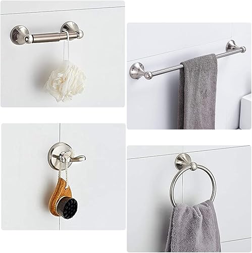 Miniatura 3 de Juego de accesorios de baño de 8 piezas (barra de toalla ajustable, anillo de toalla, soporte de papel higiénico, gancho para toalla), accesorios de