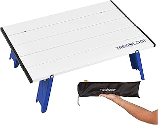 TREKOLOGY Portable Small Beach Table, Mini Low Folding Beach Table for Sand, Compact Foldable