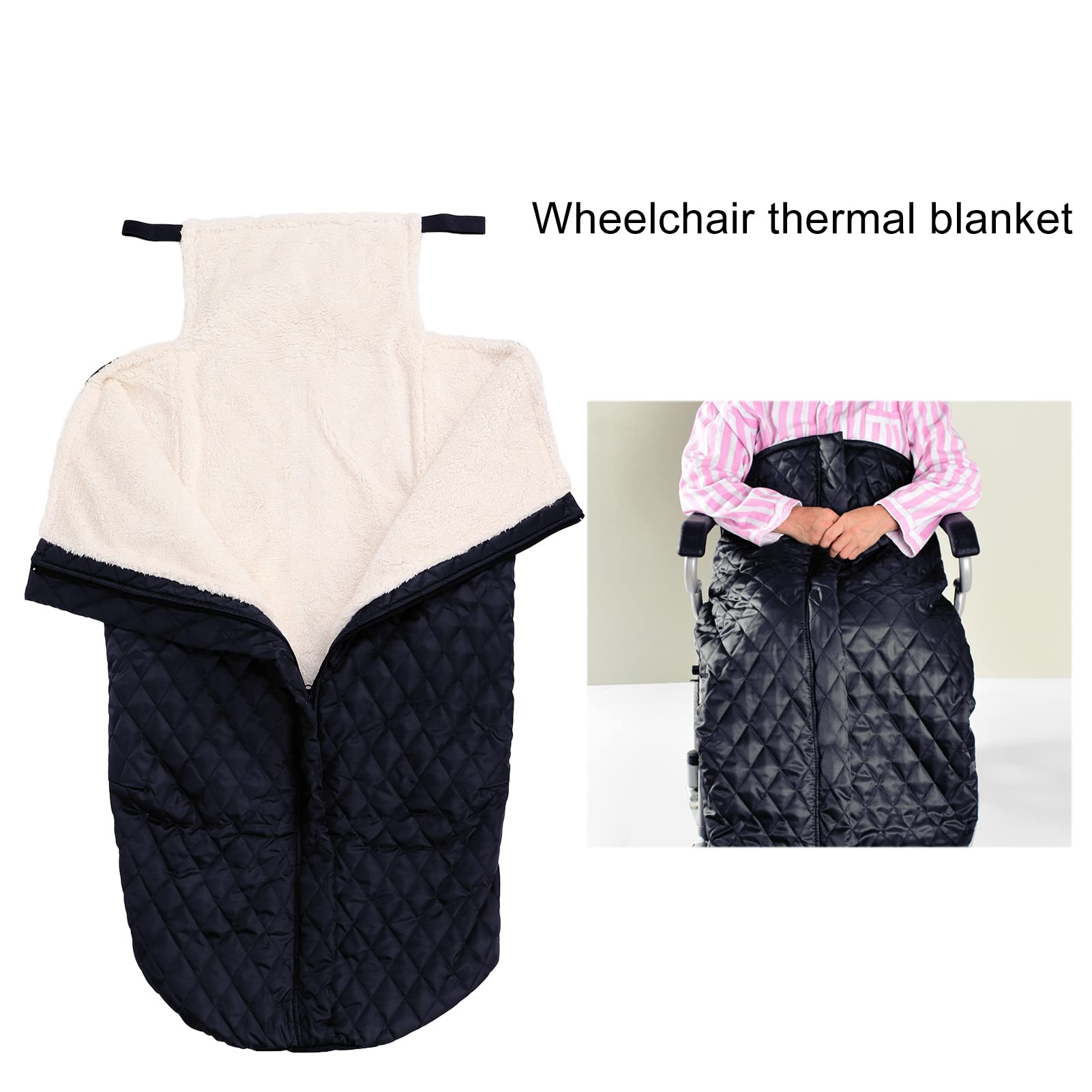 wheelchair Blanket Fleece Lined Lower Body Cover, Thick Warm Wrap for Aged Patients (Black), Full - Image 3