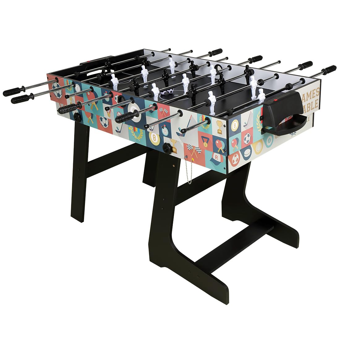 Table de jeu multi-sports 4 en 1 - 1,2 m - Table de billard/snooker - Table de babyfoot - Table de Air Hockey - Table de tennis de table